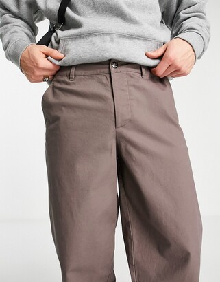 ASOS DESIGN wide fit chinos in brown