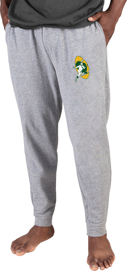 Men's Concepts Sport Gray Green Bay Packers Throwback Logo Mainstream Cuffed Terry Pants