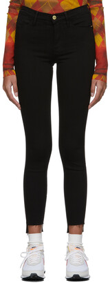 Frame Black 'Le High Skinny' Raw Stagger Jeans