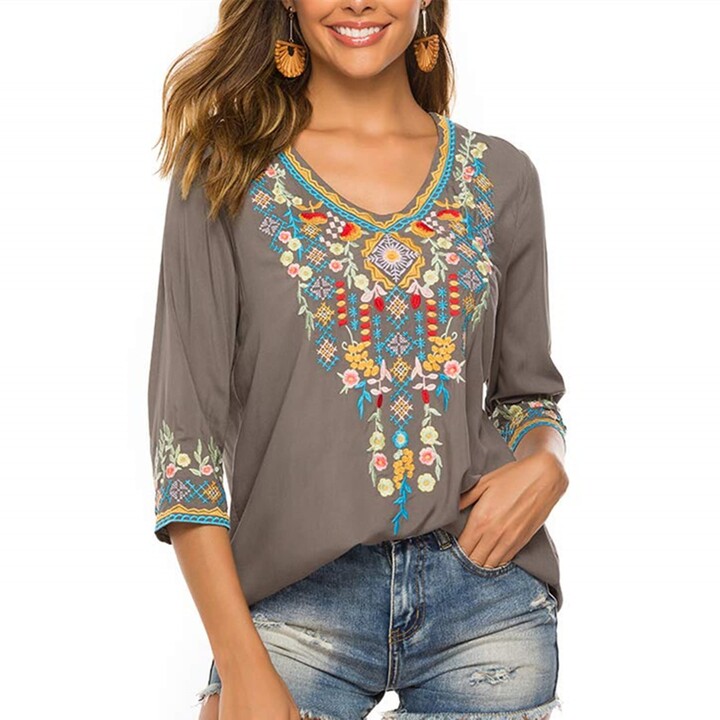 embroidered boho tops