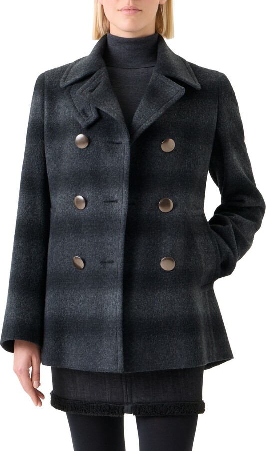 Akris Punto Blurred Check Wool Blend Peacoat