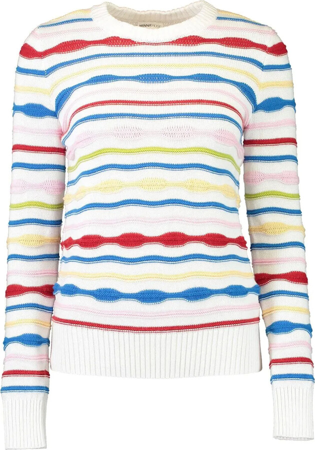 Minnie Rose Striped Crew-Neck Sweater