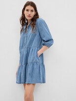 Thumbnail for your product : Gap Puff Sleeve Denim Mini Shirtdress with Washwell