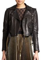 Thumbnail for your product : Faith Connexion Bubble Cropped Leather Motorcycle Jacket