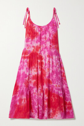 HONORINE Daisy Tiered Tie-dyed Crinkled Cotton-gauze Dress - Pink