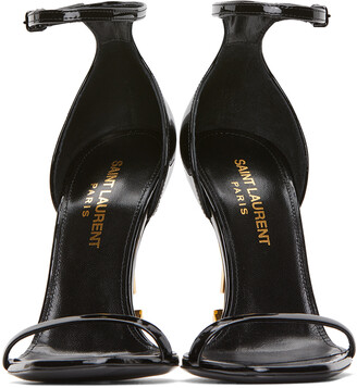 Saint Laurent Black & Gold Patent Opyum 110 Heels