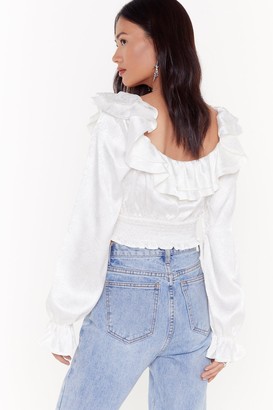 Nasty Gal Womens It's a Frill Satin Crop Top - White - 14