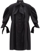 Elzinga - Bow-embellished Cotton-poplin Dress - Black