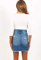 Thumbnail for your product : Pink Boutique Bend and Snap Mid Blue Distressed Denim Mini Skirt