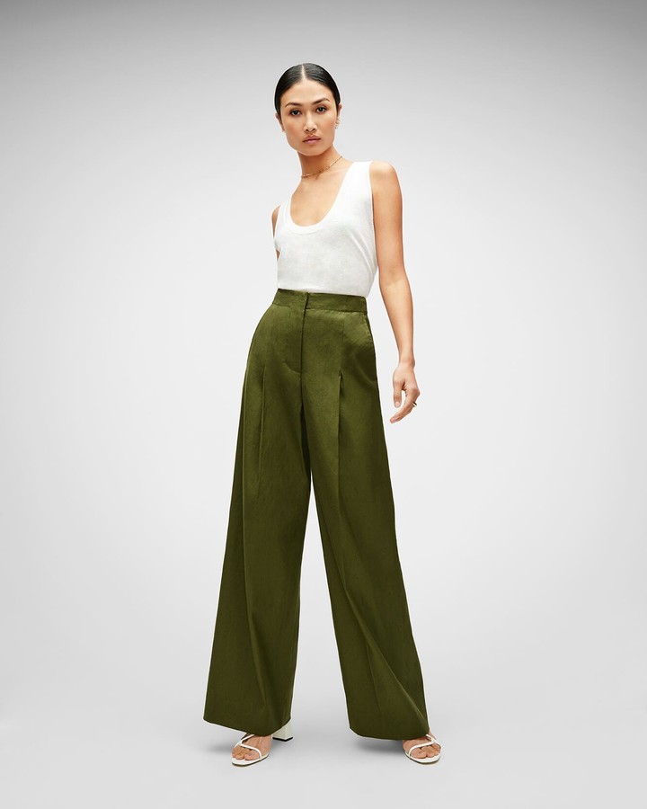 army green flare pants