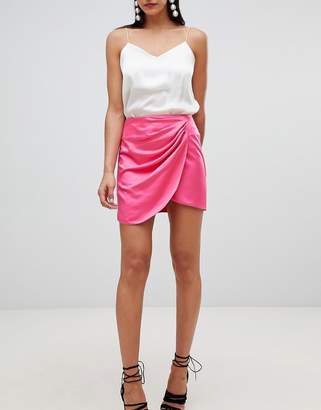 ASOS Design Satin Wrap Mini Skirt