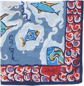 Thumbnail for your product : Drakes Fish-Print Pocket Square-Blue
