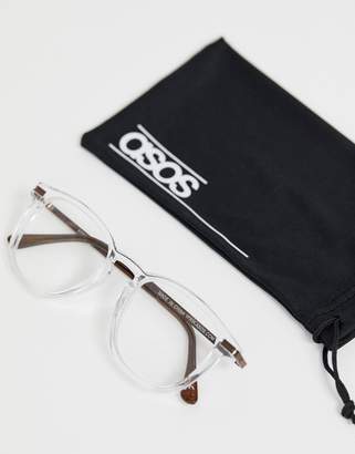 clear Asos Design ASOS DESIGN crystal glasses in with lens and bronze metal temples