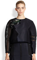 Thumbnail for your product : Fendi Oversized Mixed-Media Top