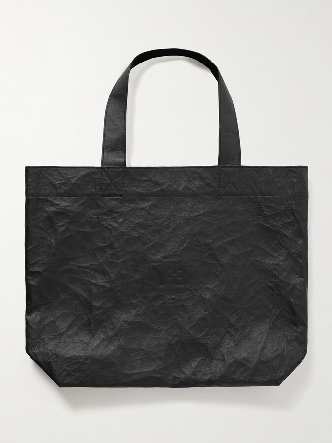 adidas + Y-3 Debossed Crinkled-leather Tote - Black