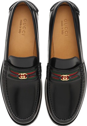Gucci 25mm Gg Web Kaveh Leather Loafers