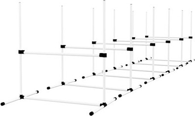 Hokku Designs 6 Piece Dog Agility Starter Kit With Adjustable Height Jump Bars, Included Carry Bag, For Grass Or Flat Ground, White, 13.2 Lb Training : Jumps Height