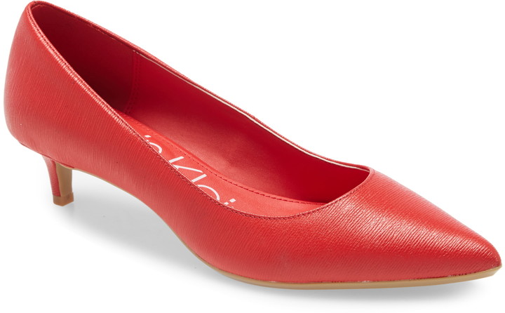 red kitten heel booties