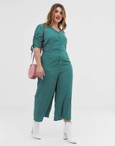 Thumbnail for your product : Glamorous Curve midi tea jumpsuit with tie sleeves in spot print