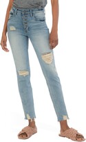 Thumbnail for your product : KUT from the Kloth Rachael Fab Ab Exposed Button Raw Hem Mom Jeans