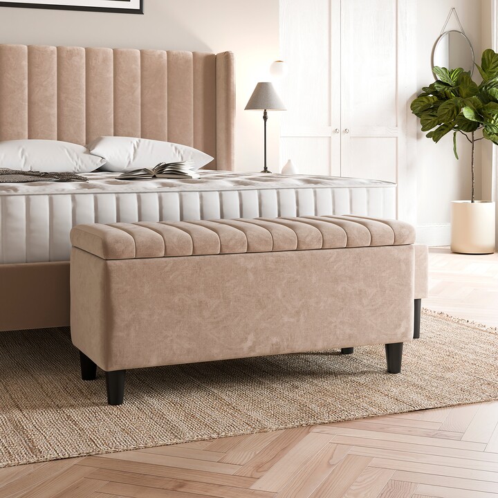 Dunelm Alara Velvet End of Bed Storage Ottoman Natural ShopStyle