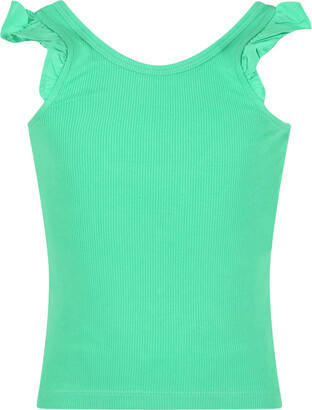 Molo Green Top For Girl With Ruffles