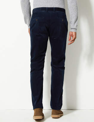 Blue HarbourMarks and Spencer Straight Fit Corduroy Trousers with Stretch