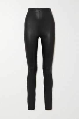 black leather spandex pants