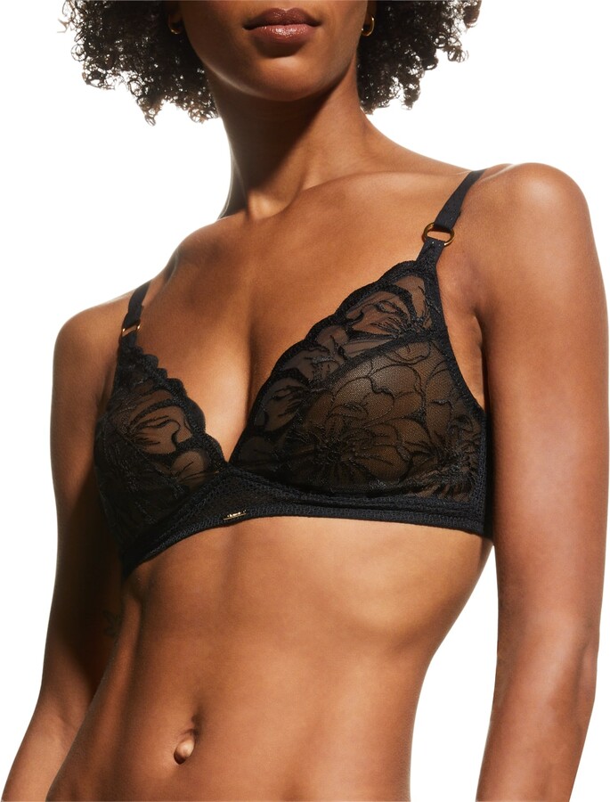 Festivité stretch-lace and tulle underwired plunge bra