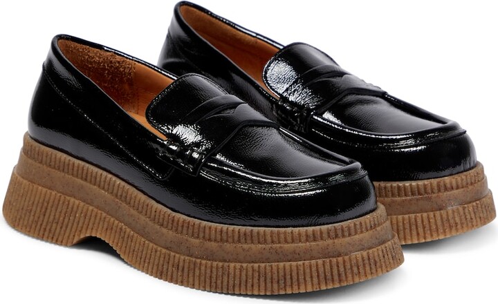 Ganni Patent leather platform loafers - ShopStyle