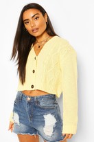 Thumbnail for your product : boohoo Cable Knit Crop V Neck Cardigan