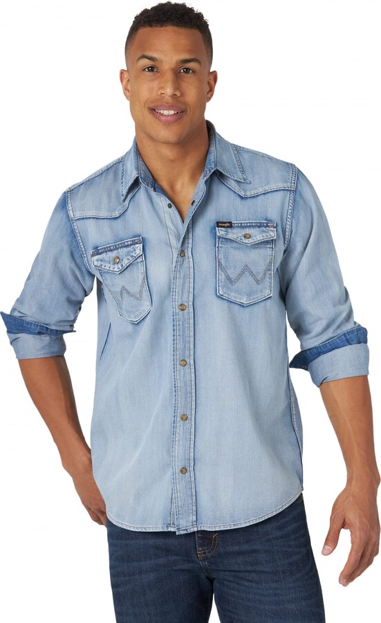 Wrangler Men's Iconic Denim Regular Fit Snap Shirt - ShopStyle