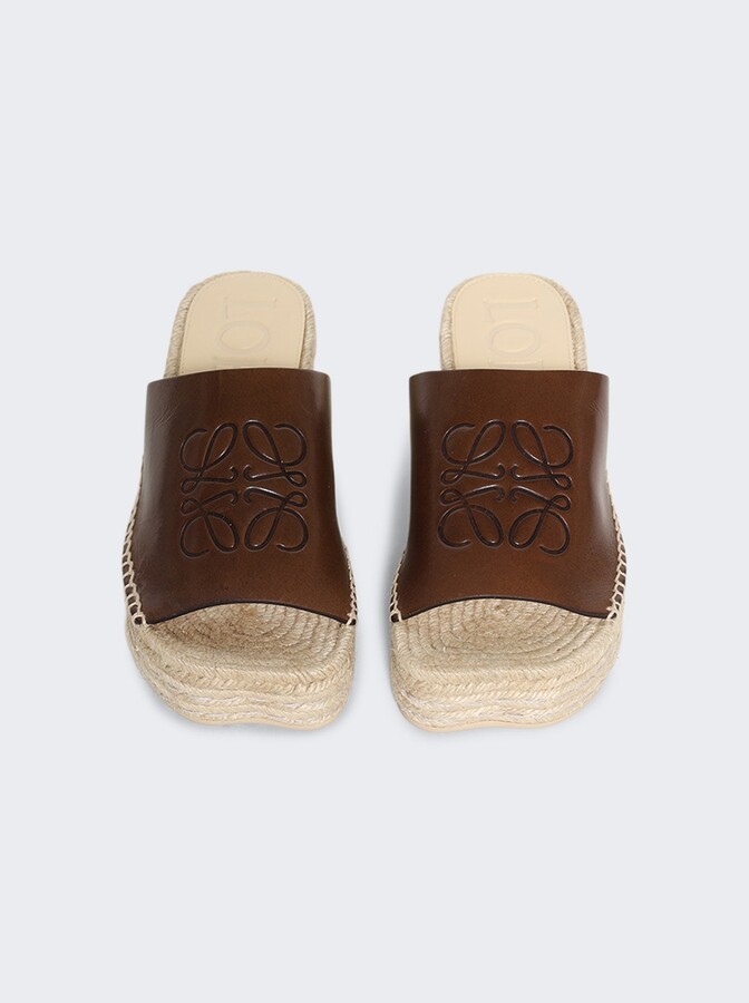 Loewe Paula's Ibiza Petal Espadrille Slide Sandal Brown