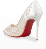 Thumbnail for your product : Christian Louboutin Follies 100mm Lace Red Sole High-Heel Pumps