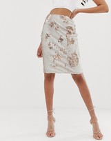 Thumbnail for your product : Girl In Mind floral sequin midi skirt