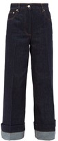 Thumbnail for your product : J.W.Anderson Logo-embroidered Wide-leg Jeans - Dark Denim