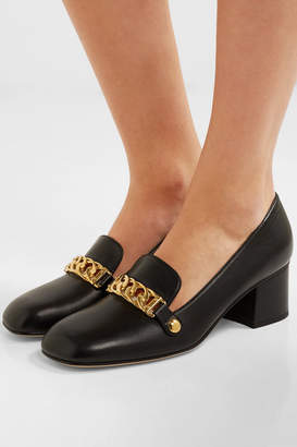 Gucci Sylvie Chain-embellished Leather Pumps