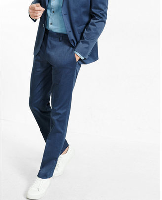 Express slim photographer cotton sateen blue heather suit pant