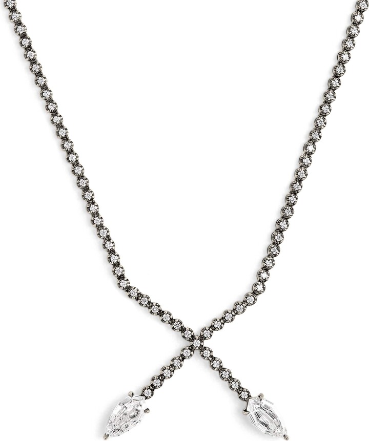 Eva Fehren Blackened White Gold and Diamond X Necklace
