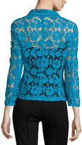 Thumbnail for your product : Escada 3/4-Sleeve One-Button Lace Jacket, Lagoon