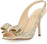 Thumbnail for your product : Kate Spade Charm Glittered Bow Slingback, Platinum