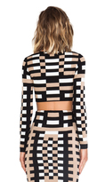 Thumbnail for your product : RVN Mondrian Jacquard Long Sleeve Crop Top