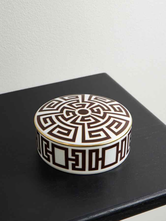 GINORI 1735 Gold-plated Porcelain Trinket Box - White