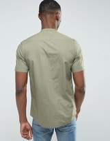 Thumbnail for your product : ASOS Tall Regular Fit Linen Look Grandad Shirt In Khaki