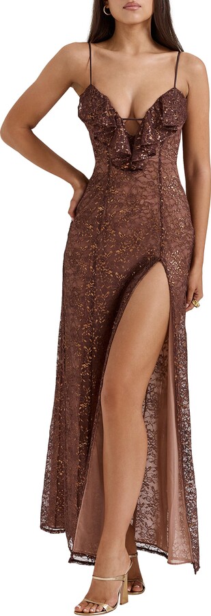 House Of CB Lucianna Metallic Lace Sleeveless Gown