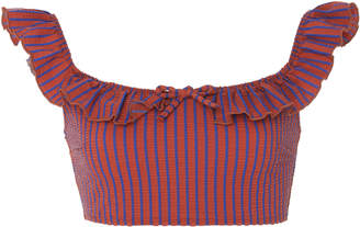 Solid & Striped Paloma Ruffle Seersucker Bikini Top