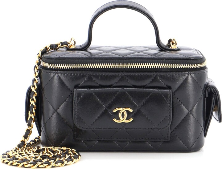 CHANEL Lambskin Quilted Polly Pocket Top Vanity With Chain Khaki |  FASHIONPHILE