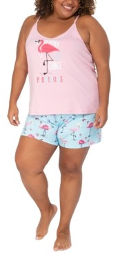 Munki Munki Plus Size Flamingo Tank & Shorts Sleep Set