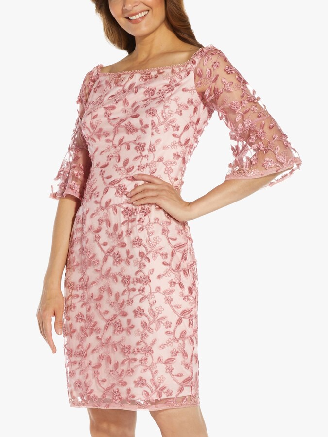 adrianna papell taupe pink dress