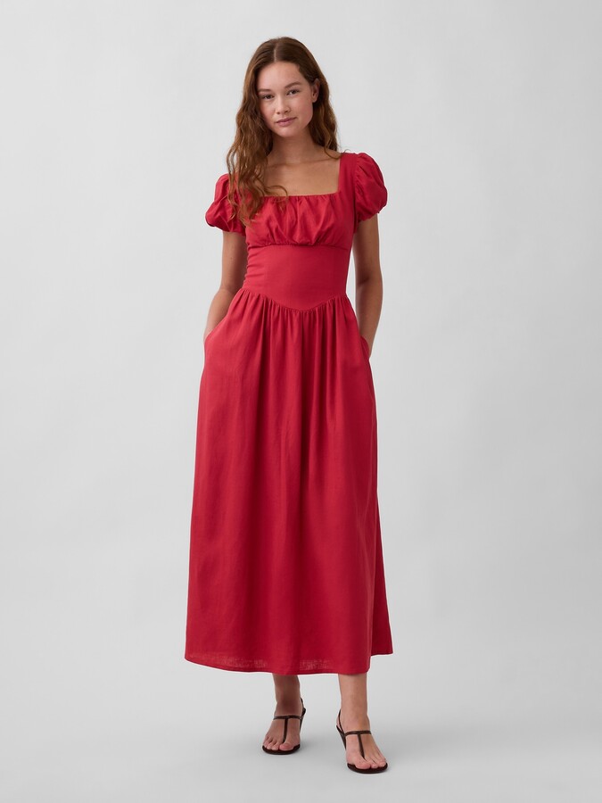Gap Linen-Blend Drop-Waist Maxi Dress
